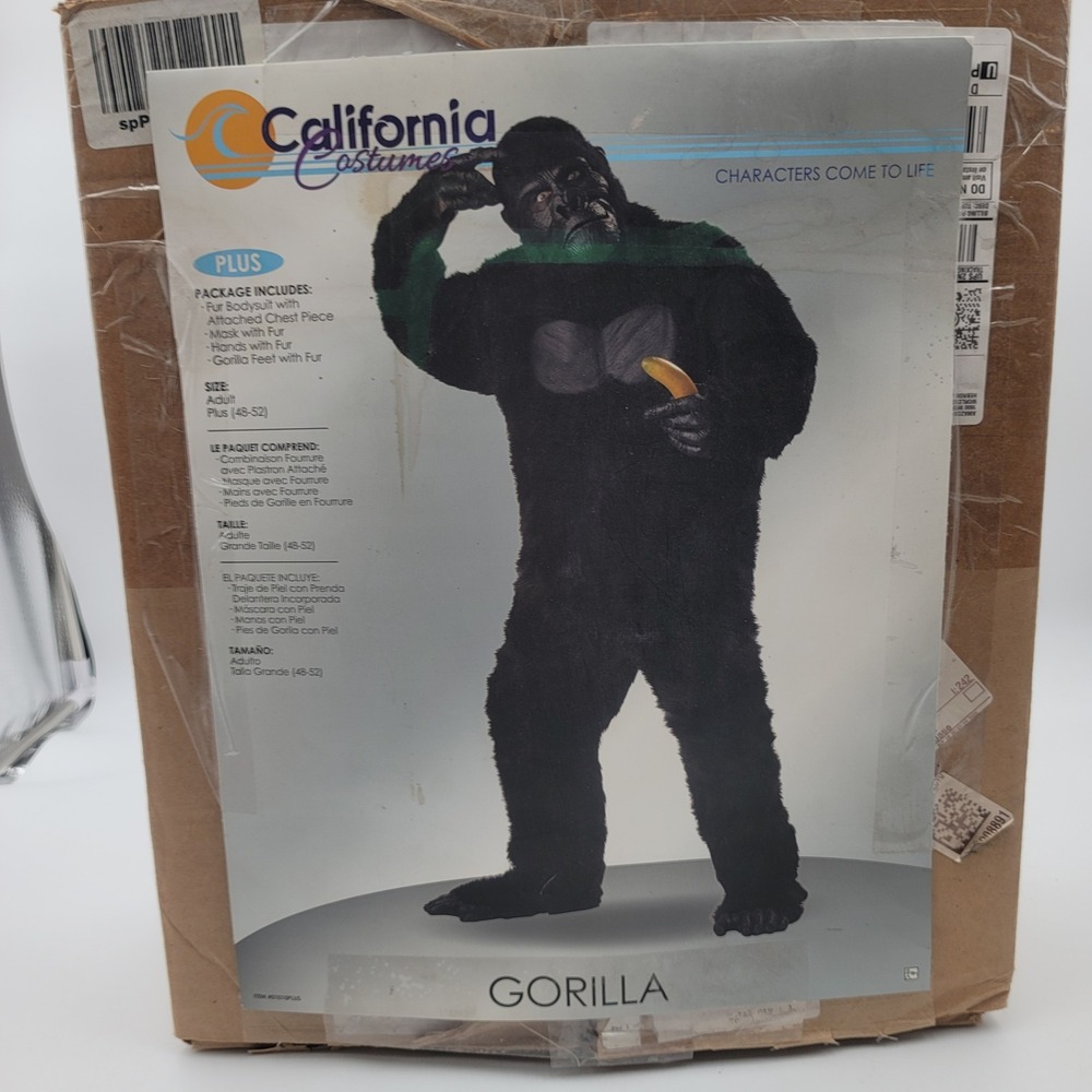 California Costumes Gorilla Adult Plus Size 48-52 Faux Fur Halloween Costume Set